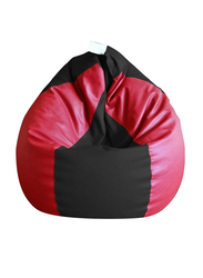 Premium Leatherette Classic  Dual Color Filled With Beans Fillers Mm Tex Faux Leather Bean Bag, XX-Large, Red/Black