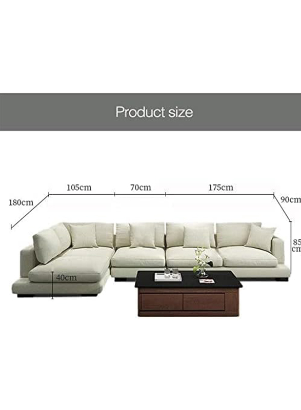 Nordic Style Fabric L-Shape Modern Living Room Sofa Set, Grey
