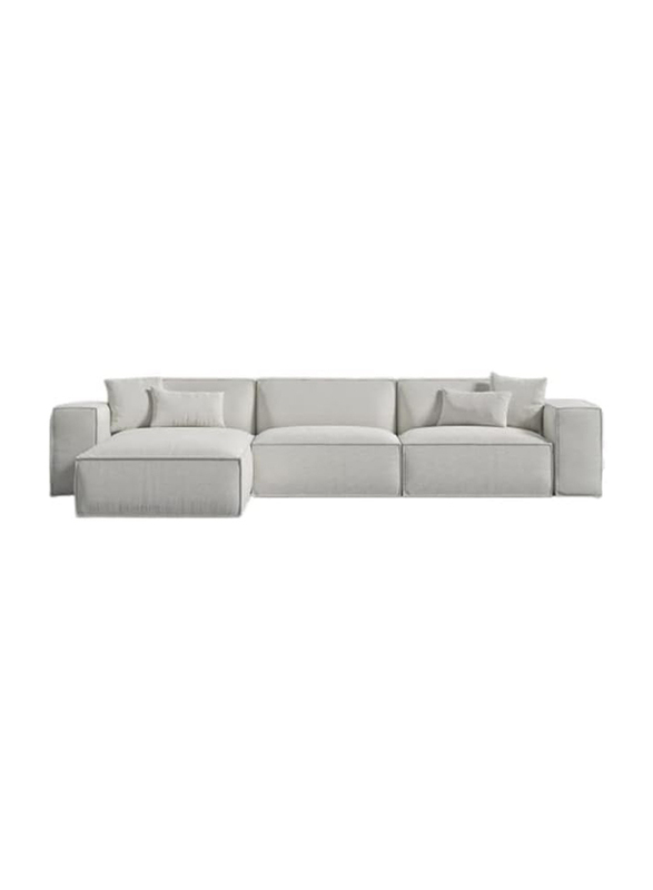 Modren L Shape Luxury Modular Majlis Sofa MM TEX Set, Right Side Bed, White