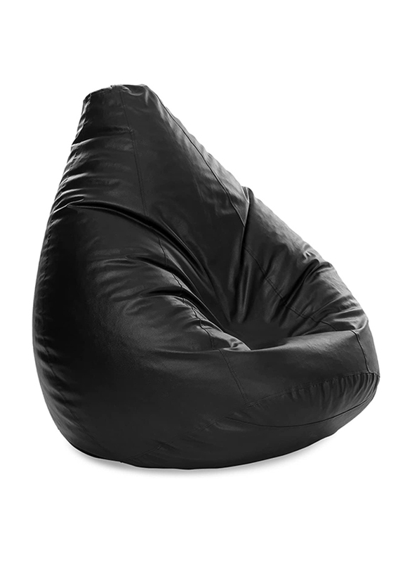 Back Support Pu Leather Bean Bag with filling MM TEX, Extra Large, Black
