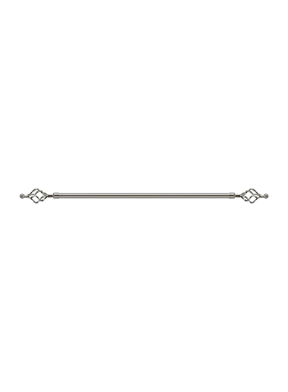 Roman Adjustable Mm Tex Curtain Single Rod with Rings and Brackets, 110-200cm, Silver