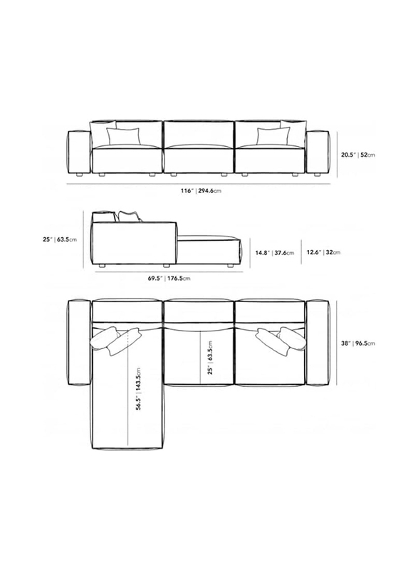 Modren L Shape Luxury Modular Majlis Sofa MM TEX Set, Right Side Bed, White