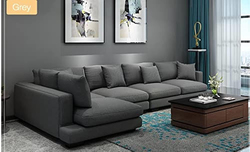 Nordic Style Fabric L-Shape Modern Living Room Sofa Set, Grey