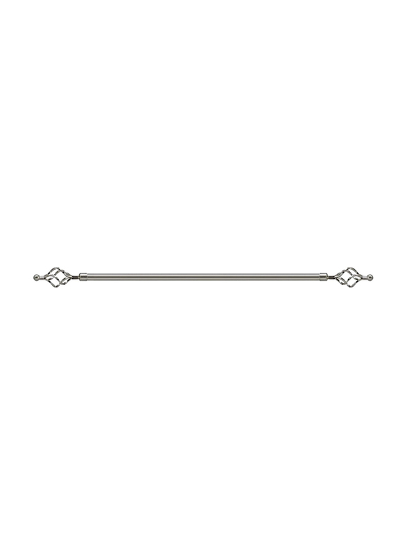 Roman Adjustable Mm Tex Curtain Single Rod with Rings and Brackets, 160-300cm, Silver