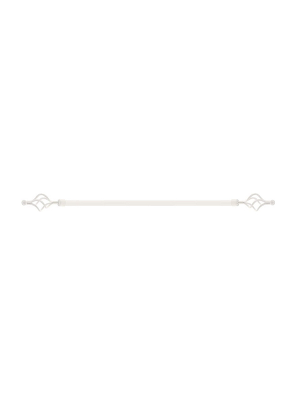 Roman Adjustable Mm Tex Curtain Single Rod with Rings and Brackets, 110-200cm, White