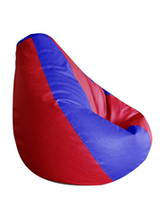 Premium Leatherette Classic  Dual Color Filled With Beans Fillers Mm Tex Faux Leather Bean Bag, XX-Large, Red/Blue