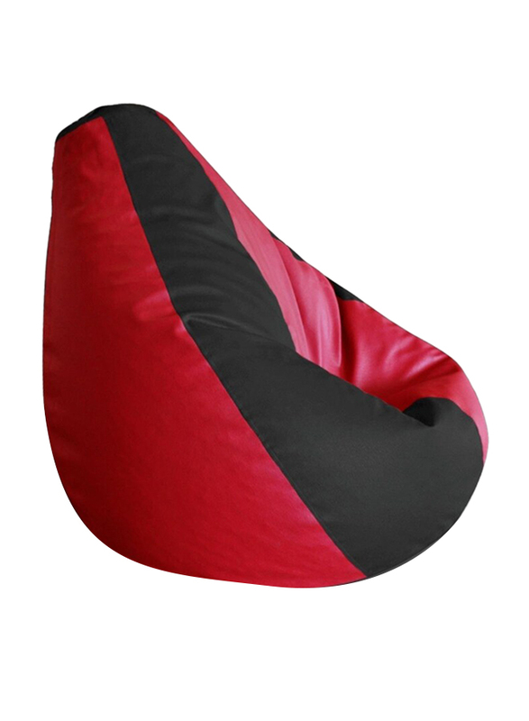Premium Leatherette Classic  Dual Color Filled With Beans Fillers Mm Tex Faux Leather Bean Bag, XX-Large, Red/Black