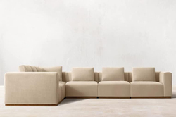 L-Sectional Modular Sofa Couches Set, L- Shape Design, Sand Brown