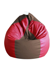 Premium Leatherette Classic  Dual Color Filled With Beans Fillers Mm Tex Faux Leather Bean Bag, XX-Large, Red/Brown