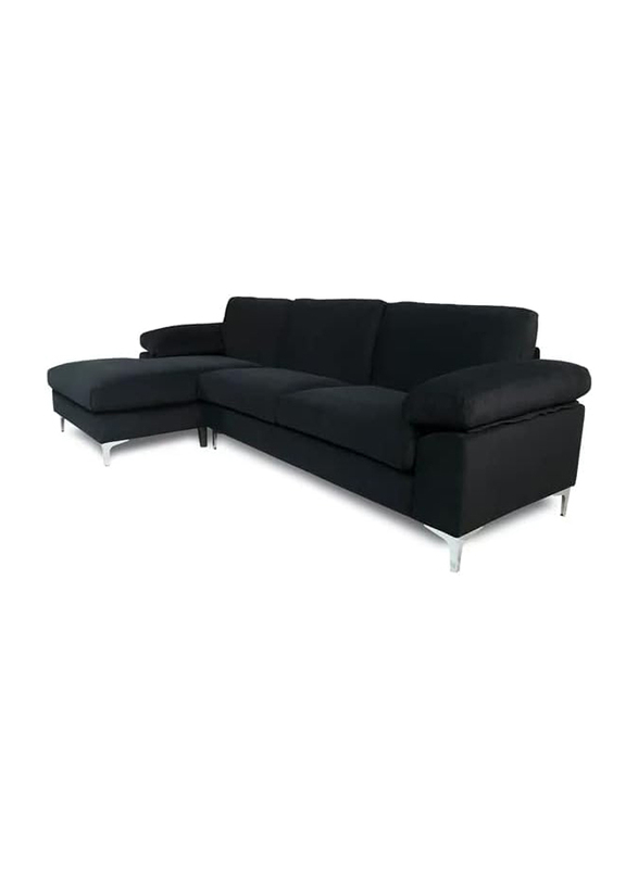 Nordic Style Velvet Modern L-Shape Sectional Sleeper Sofa Couch, Black