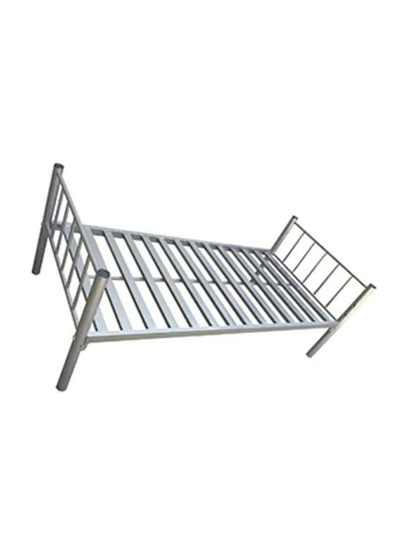 Heavy Duty Single Sturdy Steel Bed, Silver