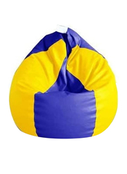 Premium Leatherette Classic  Dual Color Filled With Beans Fillers Mm Tex Faux Leather Bean Bag, XX-Large, Yellow/Blue