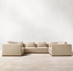 L-Sectional Modular Sofa Couches Set, U- Shape Design, Sand Brown