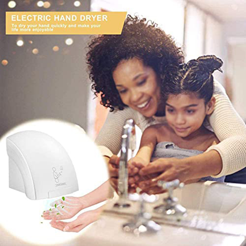 Automatic Induction Commercial Bathroom/Toilet Hand Dryer, 1800W, White