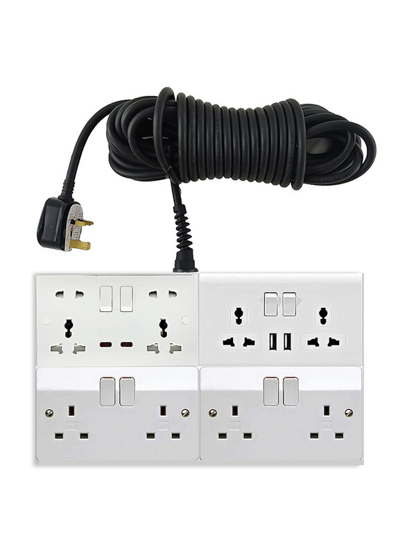 

Hassan Premium 4-Socket Heavy Equipment Extension, White