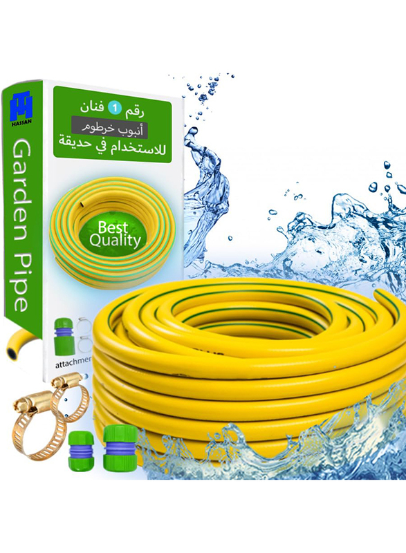 Hassan 1/2" 30 Meter Garden Hose Pipe Heavy Duty For Gardening, Yellow