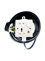 Hassan Single Socket Universal 13A Heavy Duty Power Outlet Extension 10 Meter Cord, Black/white