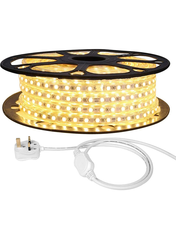 EMRE LE 25 Meter Mains 1500 SMD 5050 IP65 Waterproof Outdoor Rope LED Light Strip, Warm White