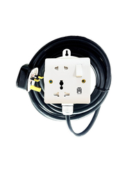 Hassan Single Socket Universal 13A Heavy Duty Power Outlet Extension 30 Meter Cord, Black/white