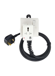 Hassan Single Socket Universal Power Outlet Premium Quality Extension 3-Way Socket with 3 Meter Wire, Black/white