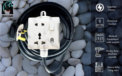 Hassan Single Socket Universal 13A Heavy Duty Power Outlet Extension 30 Meter Cord, Black/white