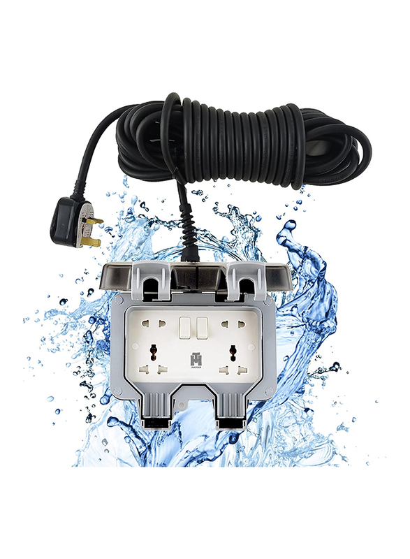 Hassan 13A Socket for Outdoor Use Waterproof Extension with 3 Meter Wire, Multicolour