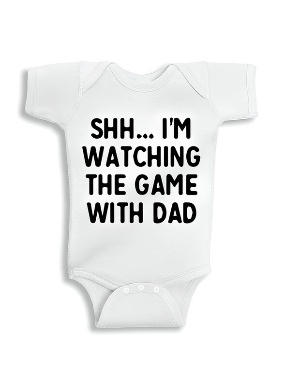 

Twinkle Hands Watching the Game with Dad Bodysuit Onesie, 0-3 Months, White