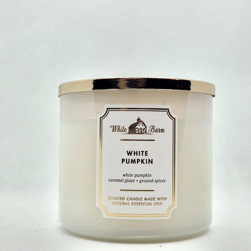 

Bath & Body Works White Barn White Pumpkin 3-Wick Scented Candle with Essential Oils, 14.5oz, White