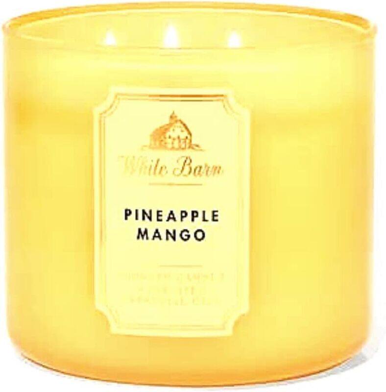 

Bath & Body Works White Barn Pineapple Mango 3-Wick Scented Candle, 14.5oz, Yellow