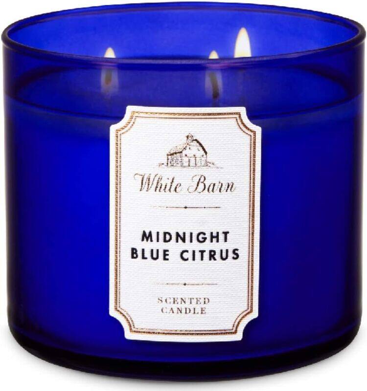 

Bath & Body Works White Barn Midnight Blue Citrus 3-Wick Scented Candle, 411gm, Blue