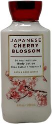 Bath & Body Works 4-Piece Japanese Cherry Blossom Set for Women, 236ml Body Lotion, 236ml Mist, 295ml Shower Gel, Sponge