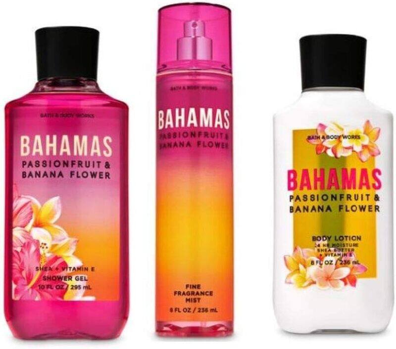 

Bath & Body Works 3-Piece Set for Women Bahamas Passionfruit & Banana Flower Daily Trio Shower Gel & Fine Fragrance Set