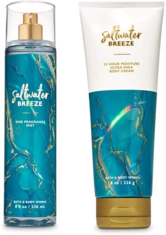Bath & Body Works Saltwater Breeze Fine Fragrance Body Mist & Ultra Shea Body Cream Set