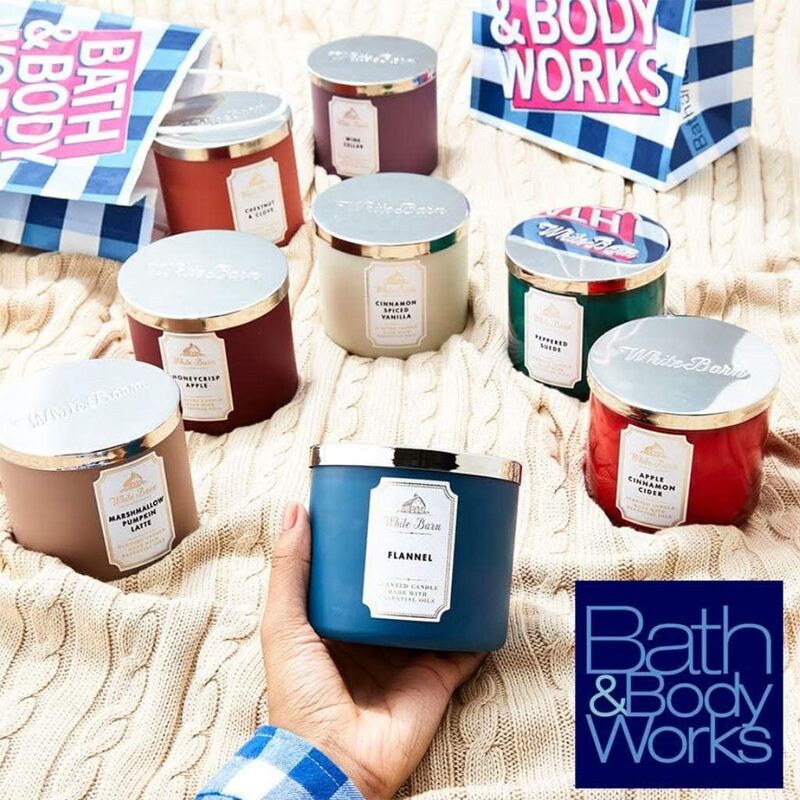 Bath & Body Works White Barn Mahogany Teakwood 3-Wick Scented Candle, 411gm, Black