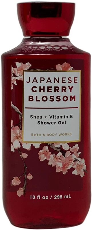 Bath & Body Works 4-Piece Japanese Cherry Blossom Set for Women, 236ml Body Lotion, 236ml Mist, 295ml Shower Gel, Sponge