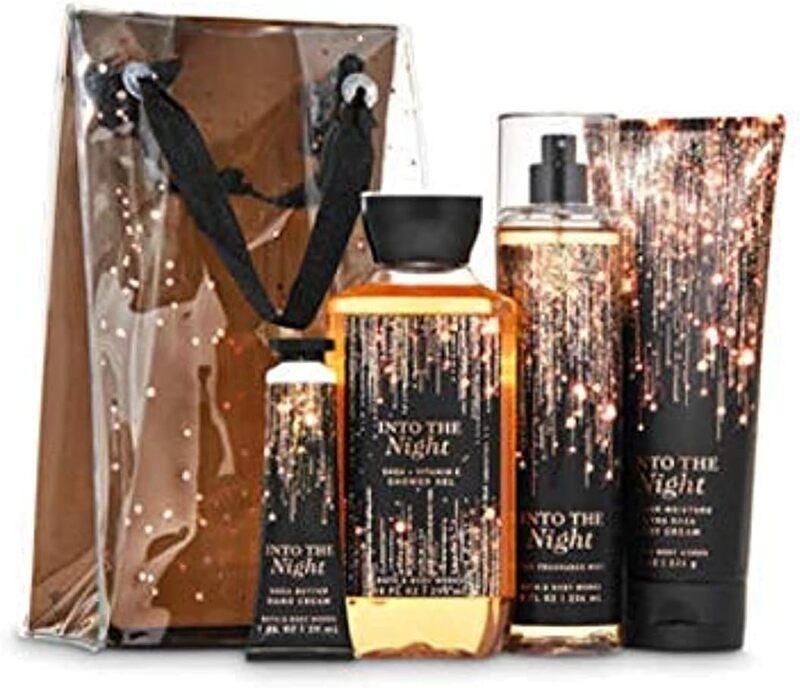 Bath & Body Works 5-Piece Into the Night Gift Set for Women, 8oz Fine Fragrance Mist, 8oz Body Cream, 10oz Shower Gel, 1oz Hand Cream, Transparent Bag