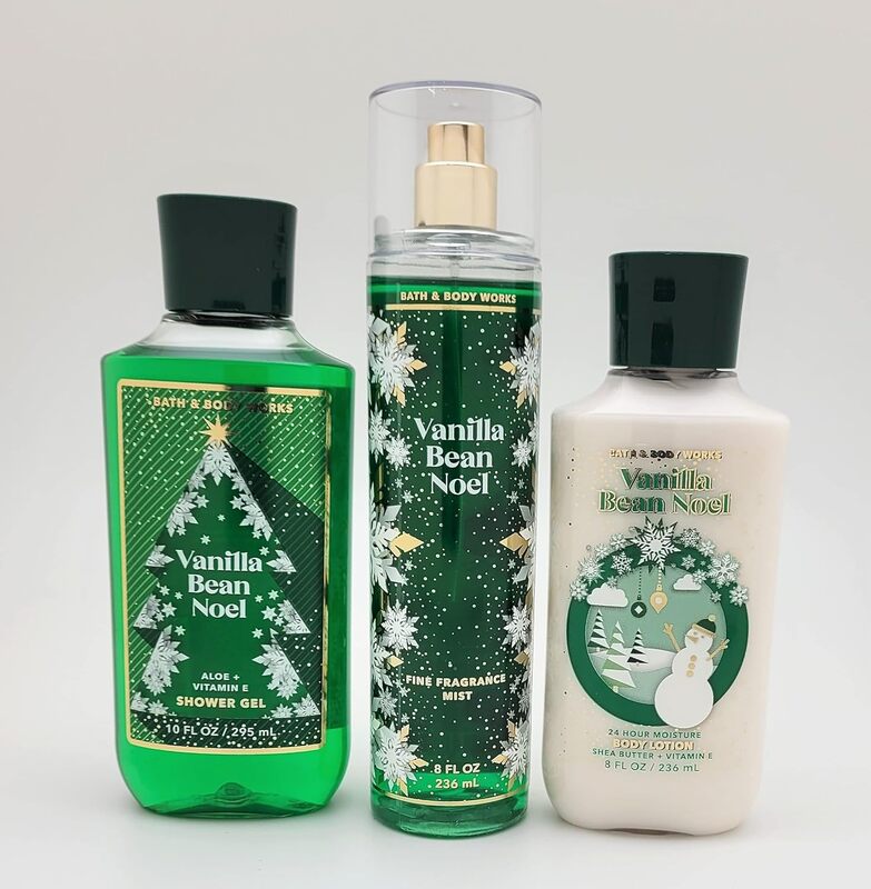 Bath & Body Works Vanilla Bean Noel Shower Gel & Fine Fragrance Body Mist & Super Smooth Body Lotion Trio Set