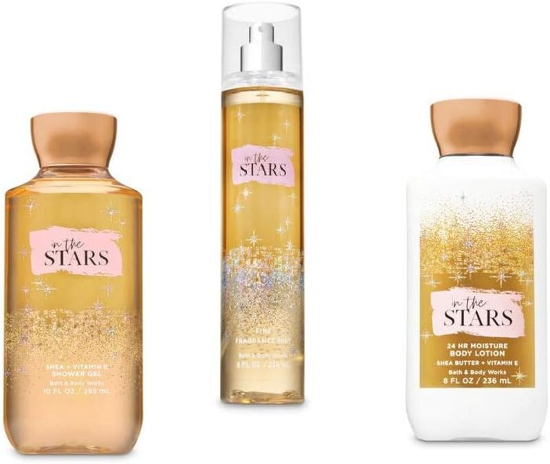 Bath & Body Works In The Stars Gift Set for Women Fine Fragrance Mist 236ml, Moisture Body Lotion 236ml & Vitamin E Shower Gel 295ml, Set