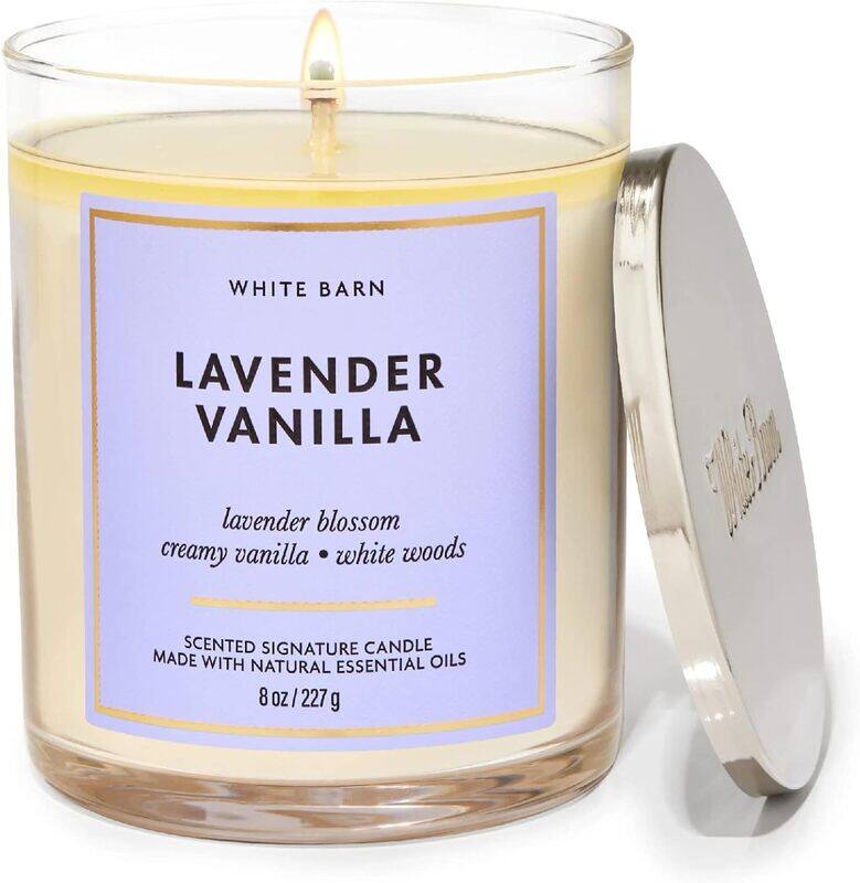 

Bath & Body Works Lavender Vanilla Scented Signature Candle, Off White