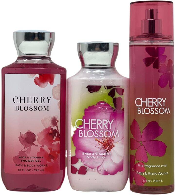 

Bath & Body Works Signature Collection Cherry Blossom Shower Gel & Body Lotion & Fragrance Body Mist Set