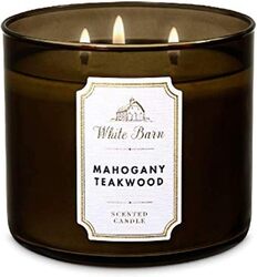 Bath & Body Works White Barn Mahogany Teakwood 3-Wick Scented Candle, 411gm, Black