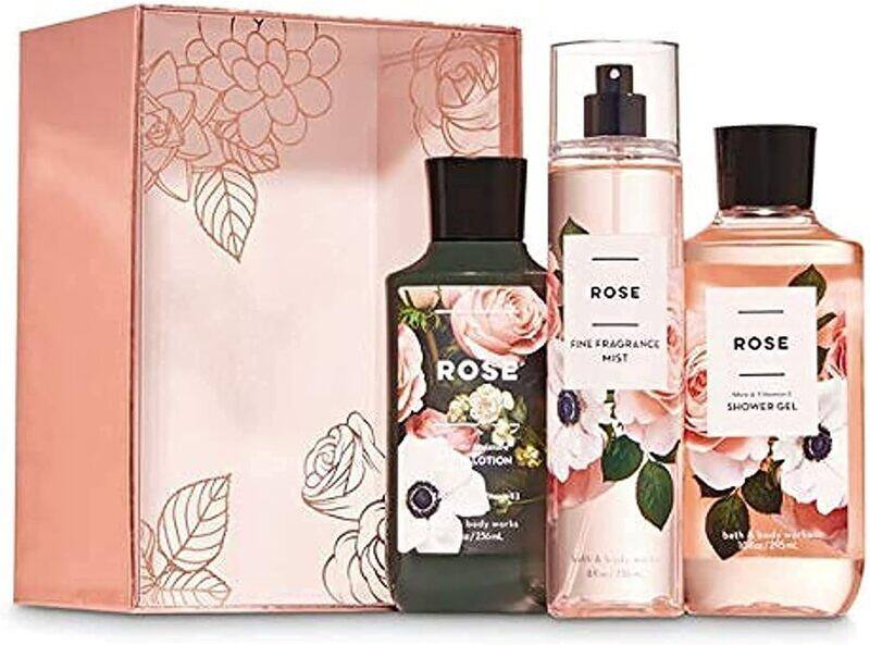 

Bath & Body Works 3-Piece Rose Gift Set for Women, 236ml Fine Fragrance Mist, 236ml Body Lotion, 296ml Shower Gel