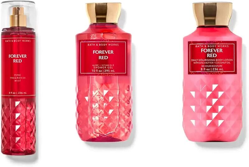 Bath & Body Works Forever Red Gift Set for Women Fine Fragrance Mist 236ml, Vitamin E Shower Gel 295ml & Daily Nourishing Body Lotion 236ml, Set