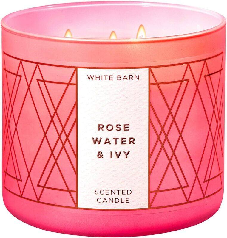 

Bath & Body Works White Barn Rose Water Ivy 3-Wick Scented Candle, 14.5oz, Pink