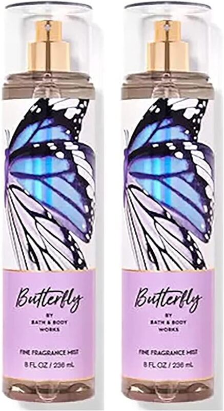 Bath and Body Works Butterfly Fine Fragrance Body Spray Mist Perfume Gift Set - Value Pack Lot of 2 (Butterfly)