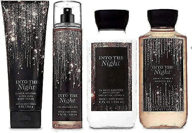 Bath & Body Works 4-Piece Into The Night Gift Set for Women, Fine Fragrance Mist, Body Cream, Body Lotion, Shower Gel