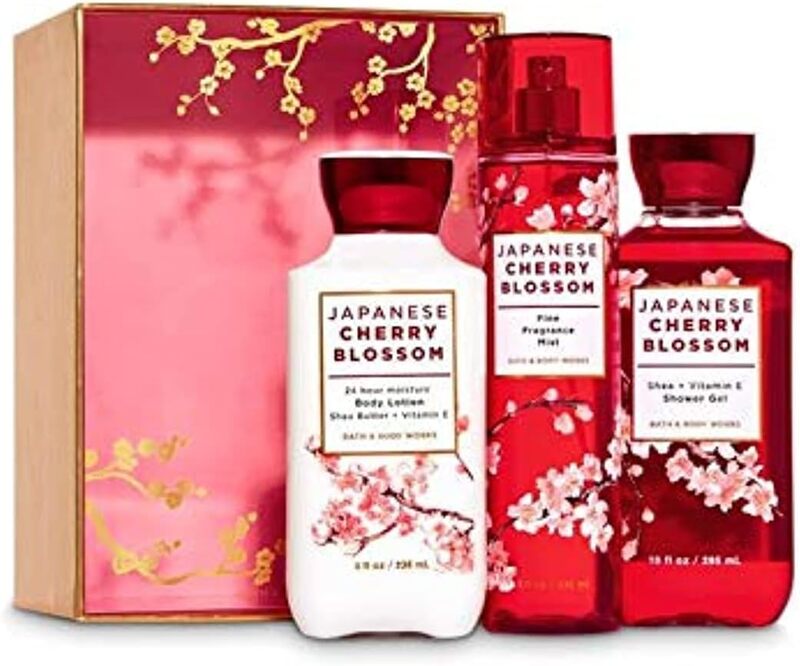 

Bath & Body Works 3-Piece Japanese Cherry Blossom Set for Women, Japanese Cherry Blossom 8oz Fragrance Mist, 10oz Shower Gel, 8oz Body Lotion