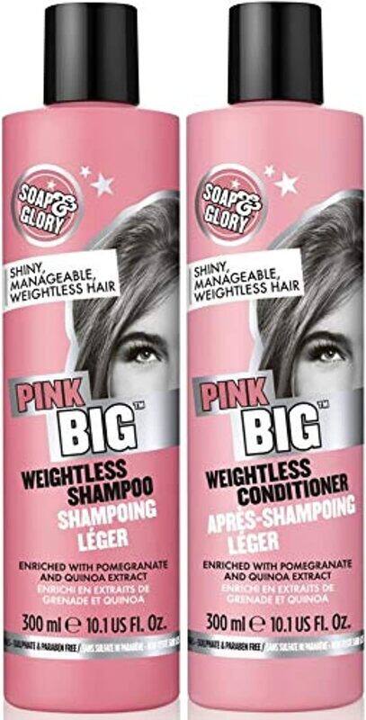 

Soap & Glory Flat Lifeless Hair Colour Friendly Big Weightless Shampoo and Conditioner for All Hair Types, 2 x 300ml