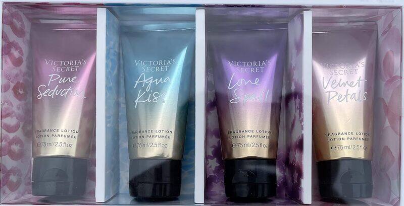 

Victoria's Secret Body Lotion Love Spell Pure Seduction Aqua Kiss and Velvet Petals Body Lotion Gift Set, 4 x 75ml