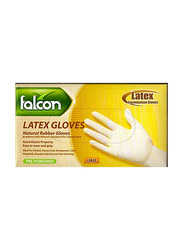 Falcon Natural Rubber Latex Examination Large Gloves, 100 Pieces